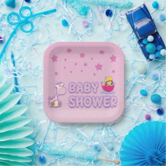 Babydusche für Girl Stars Giraffe Teacup Pappteller (Party)