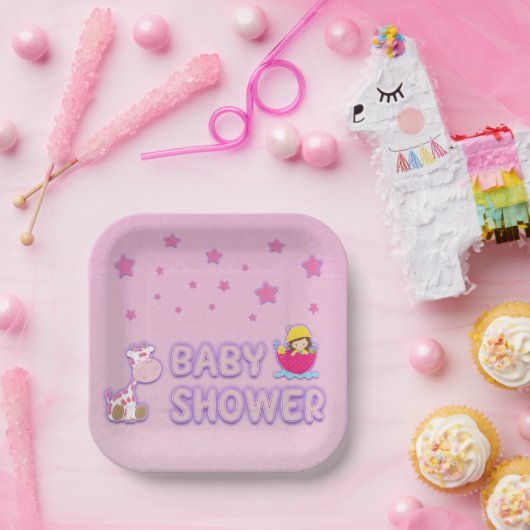 Babydusche für Girl Stars Giraffe Teacup Pappteller (Party)