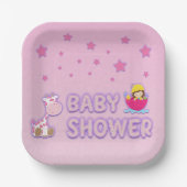 Babydusche für Girl Stars Giraffe Teacup Pappteller (Vorderseite)