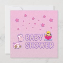 Babydusche für Girl Stars und Giraffen Einladung