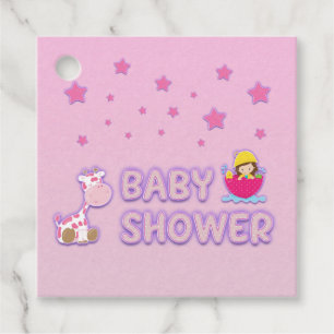 Babydusche für Girl Stars und Giraffen Geschenkanhänger