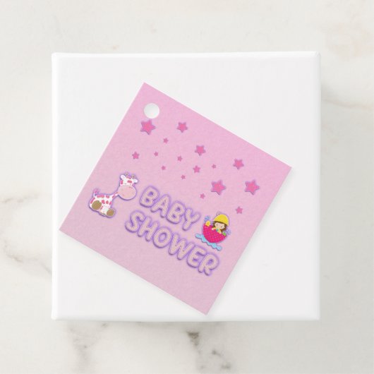 Babydusche für Girl Stars und Giraffen Geschenkanhänger (Beispiel)