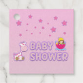 Babydusche für Girl Stars und Giraffen Geschenkanhänger (Vorderseite)