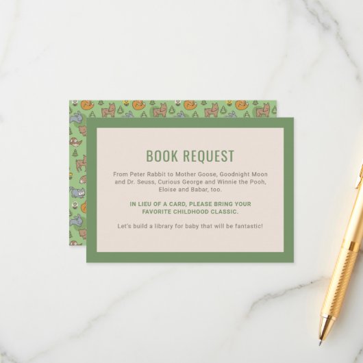 Babydusche für Grünholztiere Begleitkarte (Vorderseite/Rückseite Beispiel)