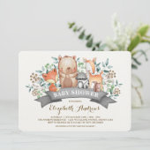 Babydusche für Holztiere| Whimsischer Wald Einladung (Stehend Vorderseite)