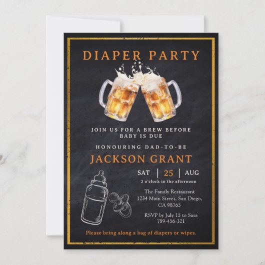 Babydusche für Huggies und Chuggies Party Bier Dia Einladung (Vorderseite)