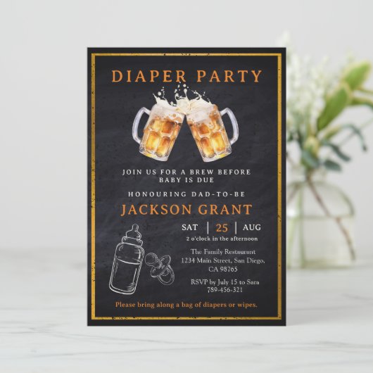 Babydusche für Huggies und Chuggies Party Bier Dia Einladung (Stehend Vorderseite)