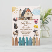 Babydusche für junge Nutztiere Einladung (Stehend Vorderseite)