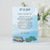 Babydusche für Junge, Van und Limousine Dankeskarte (Stehend Vorderseite)