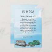 Babydusche für Junge, Van und Limousine Dankeskarte (Vorne/Hinten)