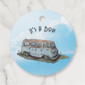 Babydusche für Junge, Van und Limousine Geschenkanhänger (Rückseite)