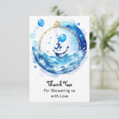 Babydusche für Jungen Dankeskarte (Stehend Vorderseite)