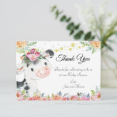 Babydusche für Kühe Dankeskarte (Stehend Vorderseite)