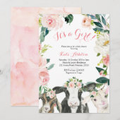 Babydusche für Landtiere Einladung (Vorne/Hinten)