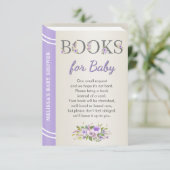 Babydusche für Lavendel-Bücher Begleitkarte (Stehend Vorderseite)