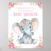 Babydusche für Mädchen Elephant Begrüßungstisch Poster (Vorne)