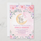 Babydusche für Mädchen / Lila Blütenfarbe Einladung (Vorderseite)