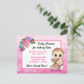 Babydusche für Mädchen, Pink Bow Baby Postkarte (Stehend Vorderseite)