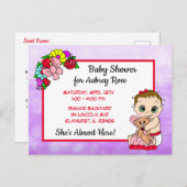 Babydusche für Mädchen, Red Bow Baby Postcard Postkarte (Vorne/Hinten)