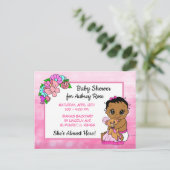 Babydusche für Mädchen, Rosa Bow Ethnic Baby Einla Postkarte (Stehend Vorderseite)