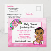 Babydusche für Mädchen, Rosa Bow Ethnic Baby Einla Postkarte (Vorne/Hinten)