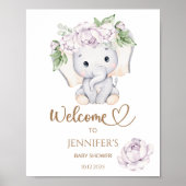 Babydusche für Mädchen und Blume Begrüßung Poster (Vorne)