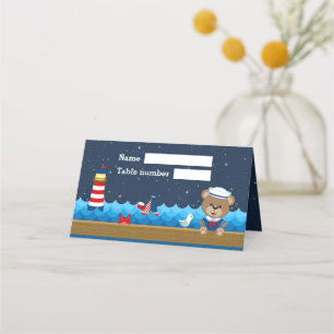 Babydusche für Nautic Boy Bear Red Navy Platzkarte