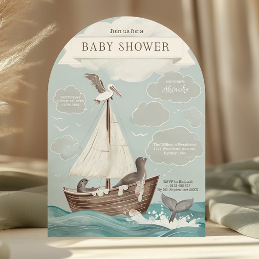 Babydusche für Nautical Boat Einladung