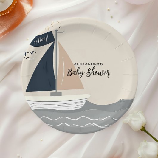 Babydusche für Nautical Boat Pappteller
