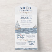 Babydusche für Nautical Ocean Boy All In One Einladung (Innen Boden)