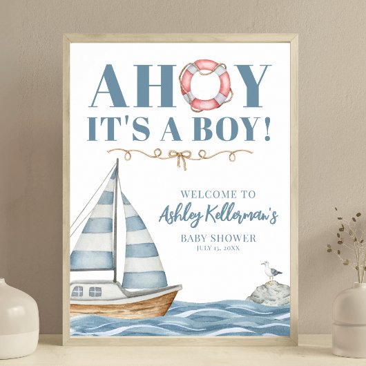 Babydusche für Nautical Ocean Boy Poster