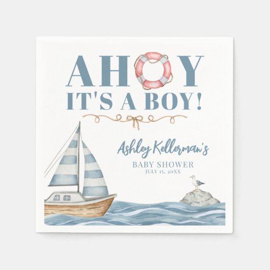 Babydusche für Nautical Ocean Boy Serviette (Vorderseite)