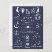 Babydusche für Nautical Sailboat Boy Einladung (Vorderseite)