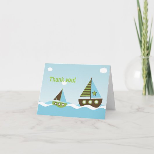 Babydusche für Nautical Sailboat Vielen Dank Dankeskarte (Vorderseite)