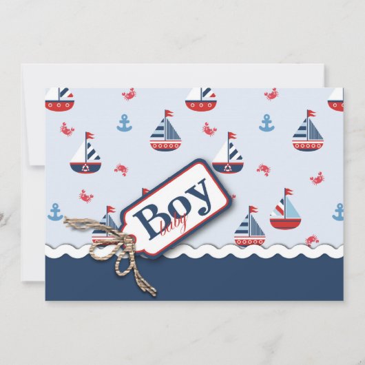 Babydusche für Nautical Segelboote Einladungen (Vorderseite)