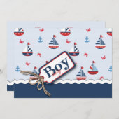 Babydusche für Nautical Segelboote Einladungen (Vorne/Hinten)