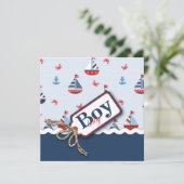 Babydusche für Nautical Segelboote Einladungen (Stehend Vorderseite)