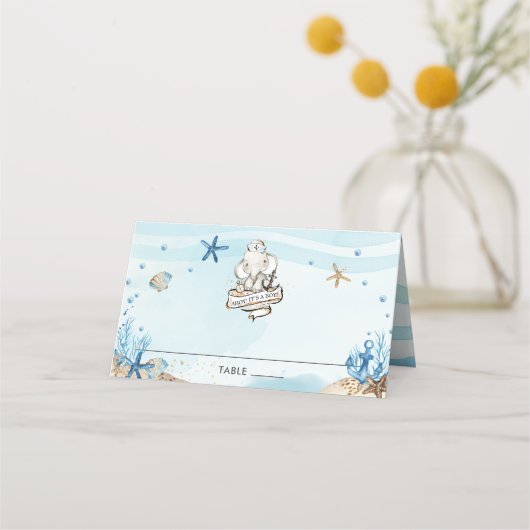 Babydusche für Nautische Elefanten Platzkarte (Vorderseite)