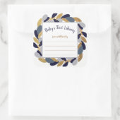 Babydusche für Navy Blue Gold Wreath Quadratischer Aufkleber (Tasche)