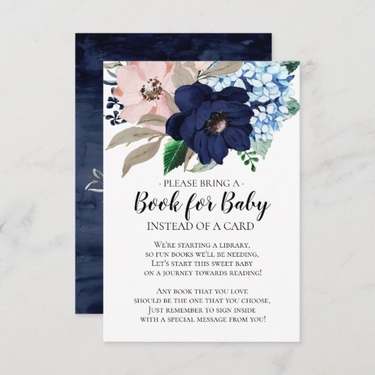 Babydusche für Navy & Blush Begleitkarte (Vorne/Hinten)