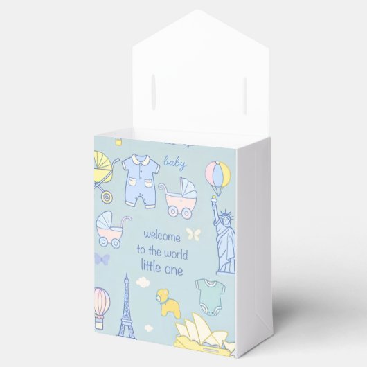 Babydusche für Neugeborene - Gefälligkeitsboxen Geschenkschachtel (Geöffnet)