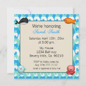 Babydusche für Niedliche Meerestiere Einladung (Rückseite)