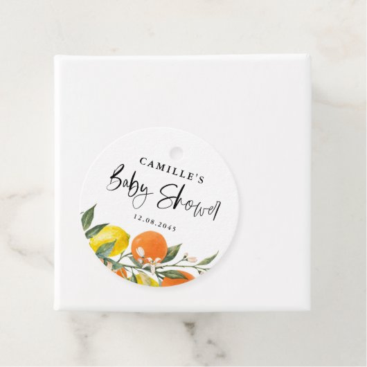 Babydusche für Orangen und Zitronen Geschenkanhänger (Beispiel)