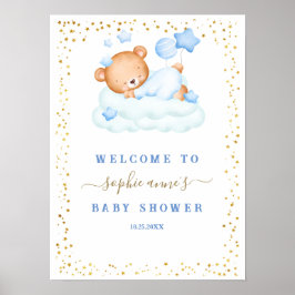 Babydusche für Sleepy Bärenjunge Begrüßungszeichen Poster