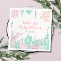Babydusche für Sukkulente Botanische Wasserfarbe
