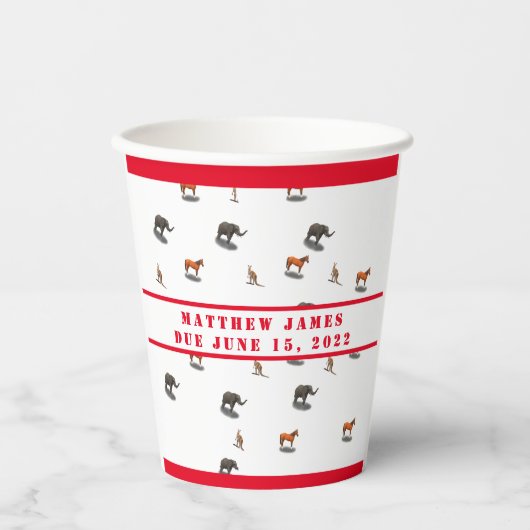 Babydusche für verschiedene Tiere Pappbecher (Vorderseite)
