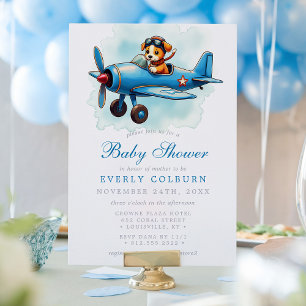 Babydusche für Vintage Flugzeuge Einladung