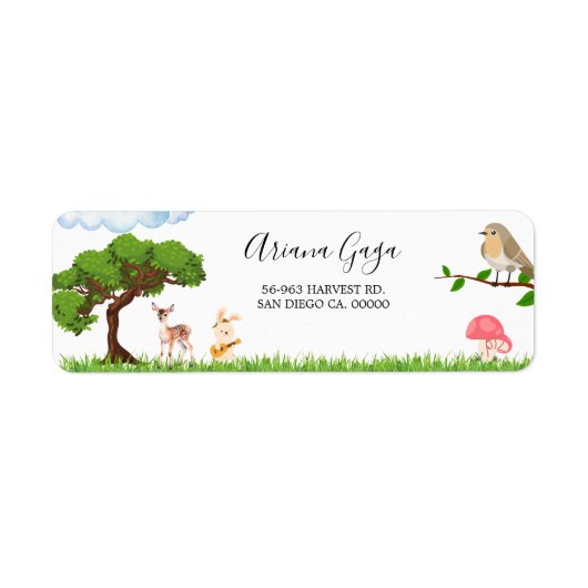 Babydusche für Waldtiere - Adressetikett (Vorne)