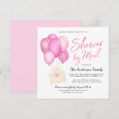 Babydusche für Wasserfarben per Post, lange Entfer Einladung (Vorne/Hinten)