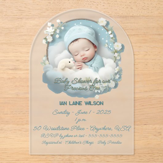 Babydusche für Wertvolle Baby Acryleinladungen (Vorderseite)